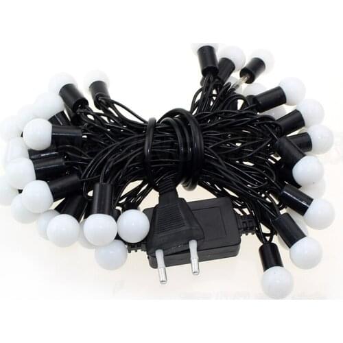 6M 40 LEDs AC 220V Outdoor Multicolor LED String Lights Christmas tree Lights EU plug led ball light black wire