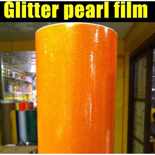 Premium High glossy Orange Diamond pearl glitter wrapping vinyl film Glossy red diamond glitter car sticker