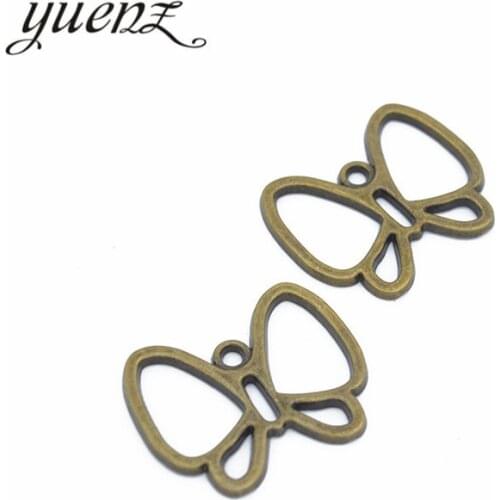 YuenZ 10pcs 2 color Antique bronze butterfly Charm fit for Bracelets Necklace Pendant DIY Metal Jewelry 28*23mm D242