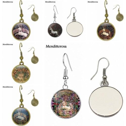 Steampunk Jewelry Glass Cabochon Bronze/Silver/Golden Clip Ear Hook Drop Earrings For Women Choker Unicorn In Captivity