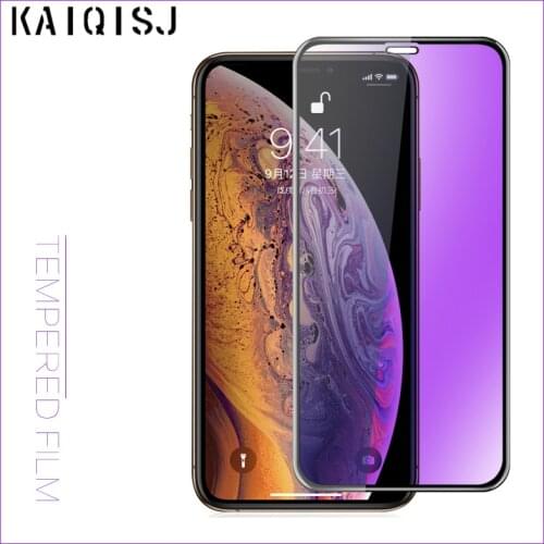 KAIQISJ Purple Light Tempered Glass For iPhone 12 ProMax mini, Protective Glass for iPhone 6 7 X XR 11Pro Full Screen Protector