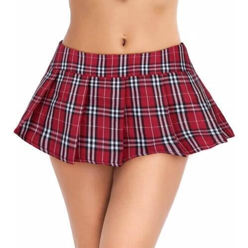 Womens Schoolgirls Plaid Uniforms Role Play Uniform Plaid Mini Skirt Schoolgirls Sexy Lingerie High Waisted Scottish Miniskirt