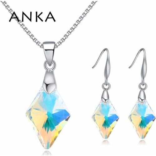 ANKA brand geometric necklace and earrings for women jewelry sets wedding party accessories crystal from Austria #124842