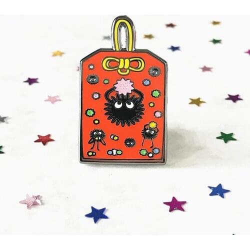 Cute Soot Sprites Amulet Hard Enamel Pin Cute Cartoon Soots Elves Pocket Brooch Anime Spirited Away Fans Badge Jewelry Gift