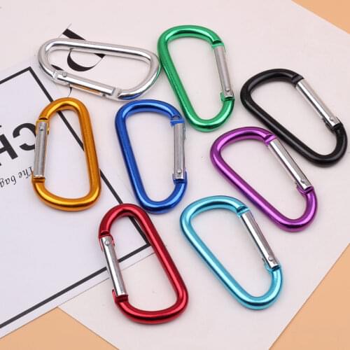 1/5/10PCS Climbing Button Carabiner Camping Hiking Hook Outdoor Sports Multi Colors Aluminium Safety Buckle Keychain