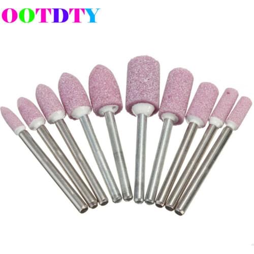 10Pcs 1/8 " Abrasive Polishing Mounted Stone Rotary Tool Grinding Wheel Red APR5