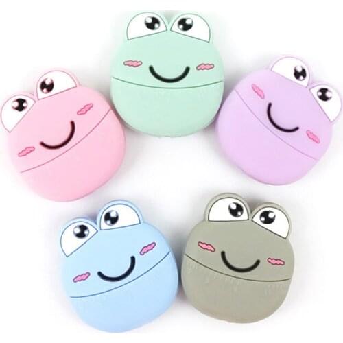 10PCS/lot Silicone Frog Chew beads DIY Pacifier Clip Necklace Pendent Baby Teether Jwelry Teether Nurise Nipple Chewable Bead