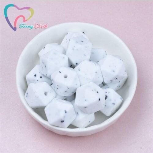 Teeny Teeth 10 PCS White Gritty 14-17 MM Silicone Hexagon Beads Baby Items Food Grade Jewelry Baby Teething Loose Hexagon Beads