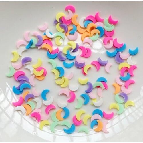 400pcs Spring color soft clay moon shaped flat back DIY cartoon making craft color collection nail art deco decorative scrapbook