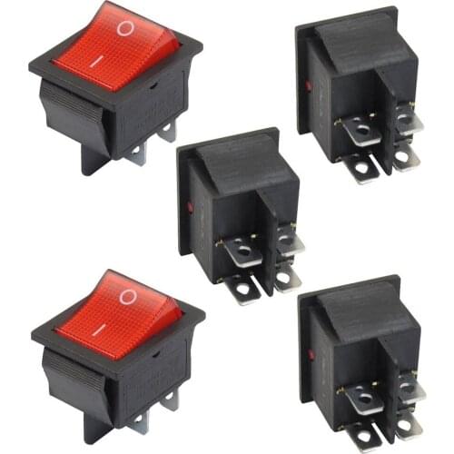 Top quality 5 x Red Illuminated Light On/Off DPST Boat Rocker Switch 16A/250V 20A/125V AC
