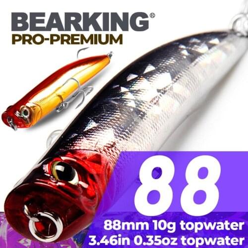 5PCS/lot hot model Bearking popper professional 88mm 10g Fishing Wobbler Fishing Lure Bait Swimbait Crankbait with 2xstrong Hook