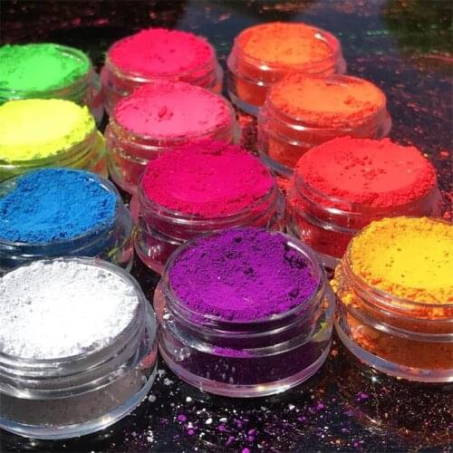 50g/Bag Nail Art Neon Phosphor Pigment Powder For Painting Nails Design Manicure 12-Colors Fluorescent Glitter NEON Powders @7-1