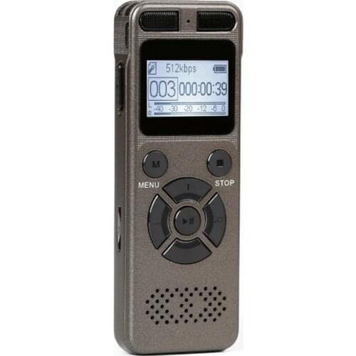 Digital Voice Audio Activated Recorder Dictaphone Registrar MP3 HIFI Stereo 1536KPS WAV Recording Device Gray For Business Gray