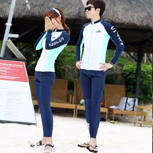 Mens Womens UPF 50+ Longview Long Sleeve Rashguard set Zip Swim Tee Shirt Tops & Bottoms Compression Matching Couples Sun Skins