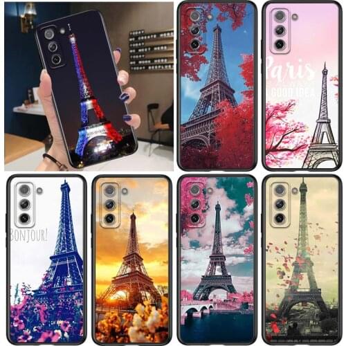 Paris Eiffel Tower for Samsung Galaxy S21 Ultra Plus Note 20 10 9 8 S10 S9 S8 S7 S6 Edge Plus Black Phone Case