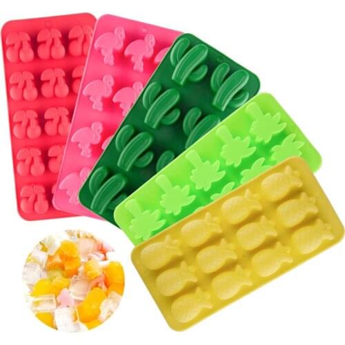 Flamingo Pineapple Cactus Pattern Silicone Mould Diy Ice Cube Mold Maker Tray Fruit Chocolate Mold Diy Candy Bar Kitchen Tool