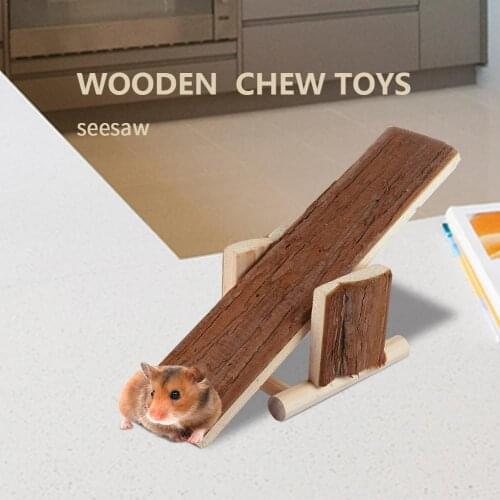 Hamster Chew Toys Wooden Seesaw Swing Toys For Hamster Guinea Pig Small Animal Activity Climb Toy DIY Hamster Cage Accessories