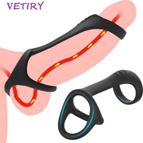 Penis Ring Mens Masturbator Delayed Ejaculation Penis Extender Sleeve Cock Ring for Men Sex Toy for Couple Dick Enlarger