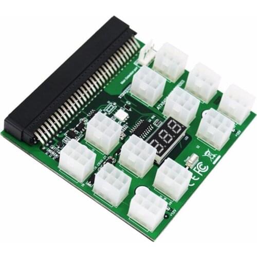 For HP 1200W 750W Breakout Board 6Pin Connector PSU GPU Mining Power Module 12 Ports + Power Interface for Bitcoin