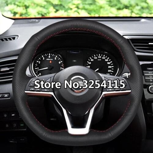 Leather Hand Sewing Car Steering Wheel Cover Accessories for Nissan Sylphy Sentra B18Z Leaf Juke Micra Serena SUNNY ALMERA