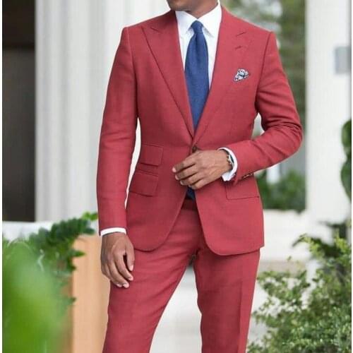 Fashion 2021 Groom Wedding Tuxedos Slim Fit One Button Mens Formal Prom Party Business Blazer Suits (jacket+pants)