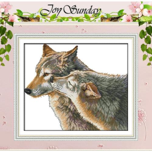 The Kiss of Wolf Patterns Counted Cross Stitch 11CT 14CT Cross Stitch Sets Animals Cross Stitch Kits Embroidery Needlework