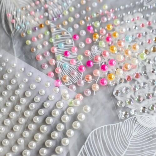 2021 New 3D Self-Adhesive Bohemia Lovly Colorful Pearl Rhinestones Nails Stickers For Nails Sticker Decorations Manicure Z0456