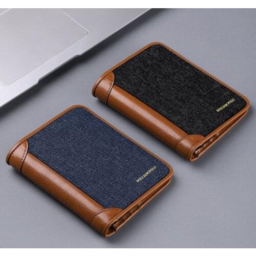 WILLIAMPOLO 2020 new leather short wallet RFID luxury brand fashion wallet trend Simple cowhide wallet Mens short and thin