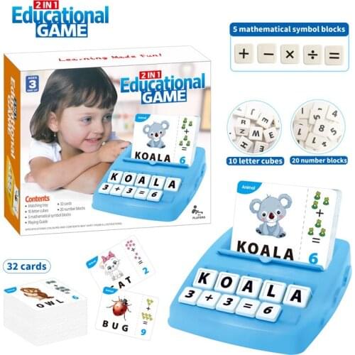 2 in 1 Educational Game Learn English Letter Card Spelling Bee Mathematical Calculation Toys Intellectual Puzzle Christmas Gift