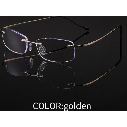 Rimless Titanium Reading Glasses Unisex Square Frameless Presbyopia Eyewear Prescrioption Lense With Diopter+1.00+1.50+2.00+2.00