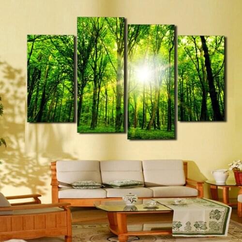 Wholesale 4pcs green trees forest 5d diamond embroidery diy Diamond painting Rhinestone home Decoration needlework Wall stickers