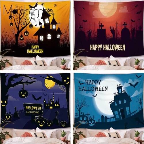 Palm Halloween Wall Hanging Tapestry Scary Blood Carpet Treat Trick Pumpkin Wall Cloth Tapestries Home Bar Halloween Party Decor