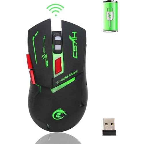 Rechargeable Wireless Gaming Backlight Backlit Illuminated Glowing Game Mouse 7 color colorful USB 2.4Ghz 2400 DPI with Cable