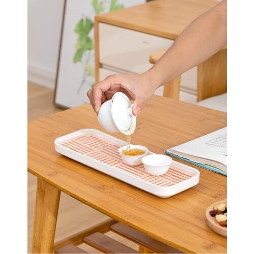 Plastic Fruit Bowl Cup Drain Tray Coffee Table Double Cup Holder Living Room Kitchen Water Rectangular Tea Cup Put Home Tray