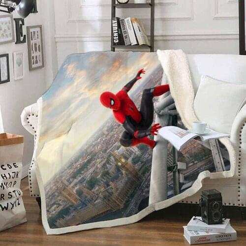 Disney The Avengers Throw Blanket Sherpa Plush Double Layer Thickening Winter Spider-Man Adult Children Kid Body Cover 150X200cm