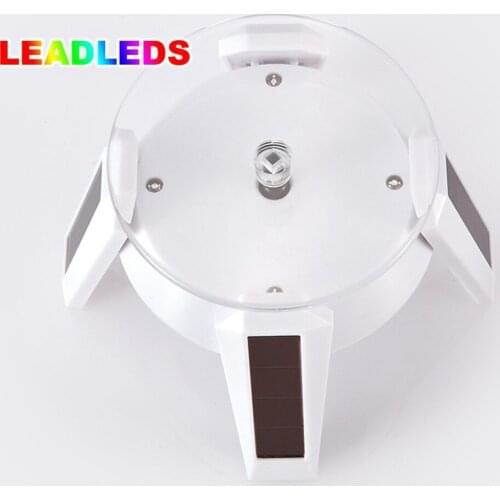 Powered Jewelry Watch white Solar Rotating Display Stand Turn Table LED Light