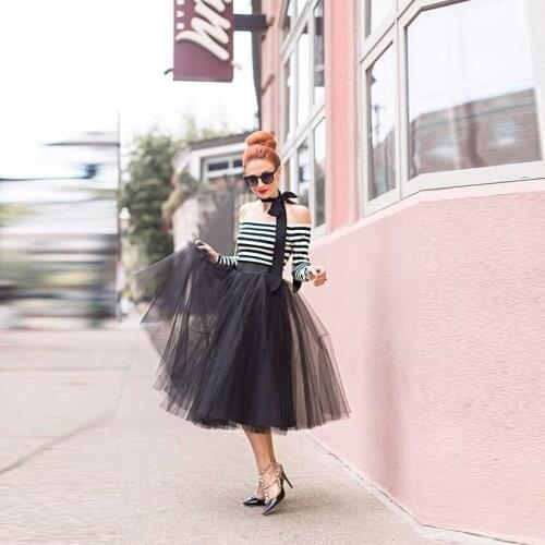 Casual Fashion Women Skirts Personalized A Tee Length Midi Skirt Good Quality Classical Black Tulle Tutu Adults Skirt
