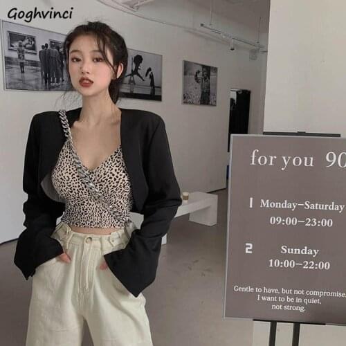 Casual Blazers Women Solid Retro Cropped Streetwear Ins Cool Simple Trendy Loose Long Sleeve Stylish Ulzzang Korean Style Female