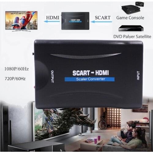 AIXXCO MIINI 1080P SCART To HDMI Converter Video Audio Signal Adapter HD TV With USB Cable