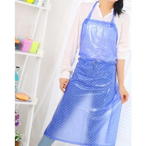 Transparent Acid Resistant Home PVC Simple AntiOil Waterproof Dots Kitchen Apron Random Color EW Appealing