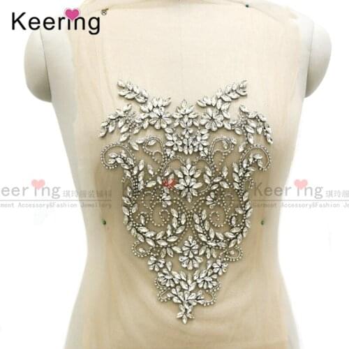A variety of purposes Diy hand-made Silver bodice applique For Wedding Dress WDP-111