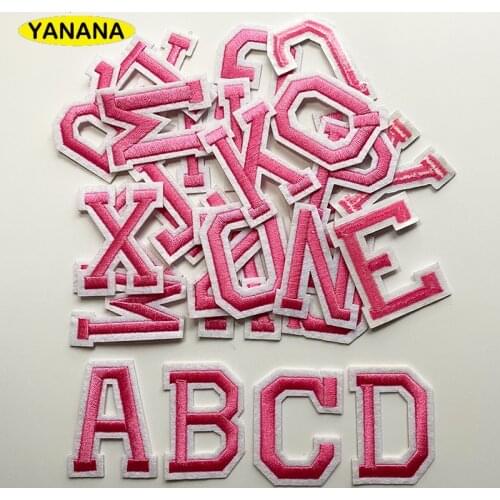 Pink Alphabet English Letter Embroidery Iron On Patch For Clothing Badge Paste For Clothes Bag DIY