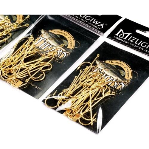 500Pcs MIZUGIWA High Carbon Steel Fishing Hooks Set in Fly Fishhook Barbed With Hole Jig Crank Big Bass for Soft Fishing Lure