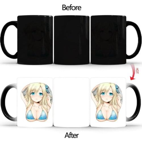 Sexy cartoon Cup Hot Reaction Coffee Cup Creative Color Changing Ceramic Magic mugs Tea Milk Coffee Mug Funny Gift BSKT-101