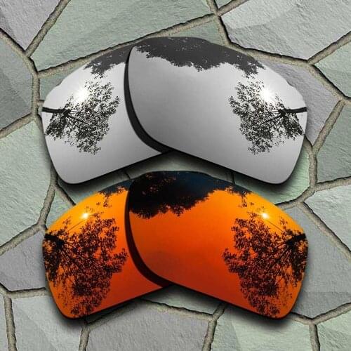 Chrome&Red Orange Sunglasses Polarized Replacement Lenses for Oakley Big Taco