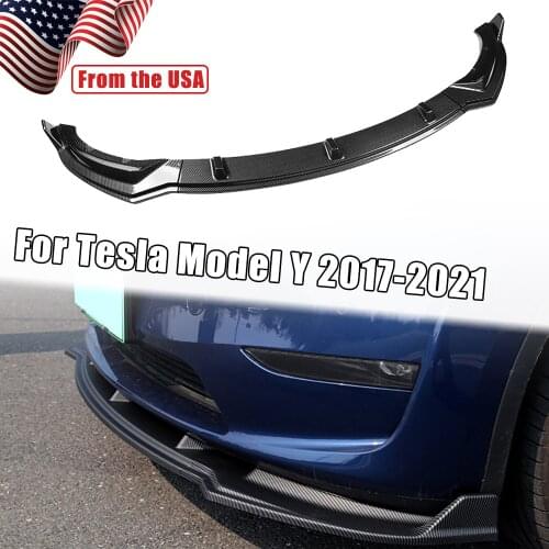 For Tesla Model Y 2017-2021 Carbon Black Front Lower Bumper Lip Spoiler Car Modification Body Kit Bumper Diffuser Protector