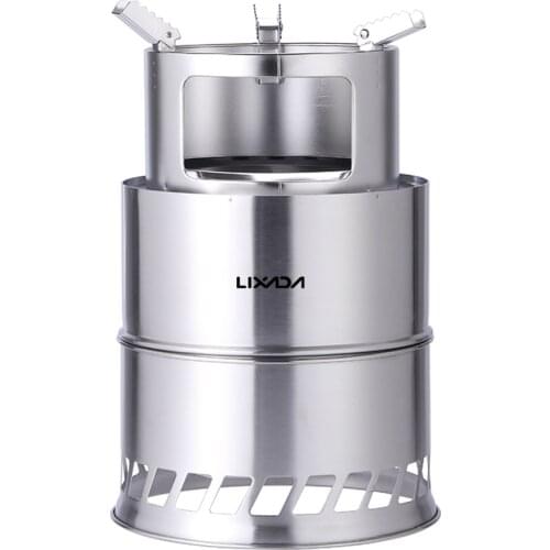 Outdoor Windproof Wood Burning Stove Portable Folding Stainless Steel Camping Stove Cooking Stove Equipment