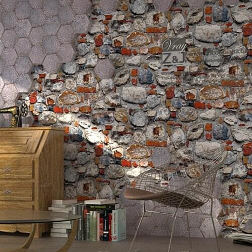 Vintage Huai Old 3D Stereo Antique Art Stone Stone Rock Wallpaper Restaurant Cafe Cool Background Wallpaper