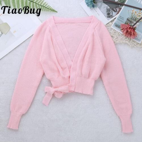 Fashion Girl Ballet Gymnastic Leotard Jacket Long Sleeved Dance Sweater Top Warm Coat Kids Dance Clothing Jacket Wrap Ballet