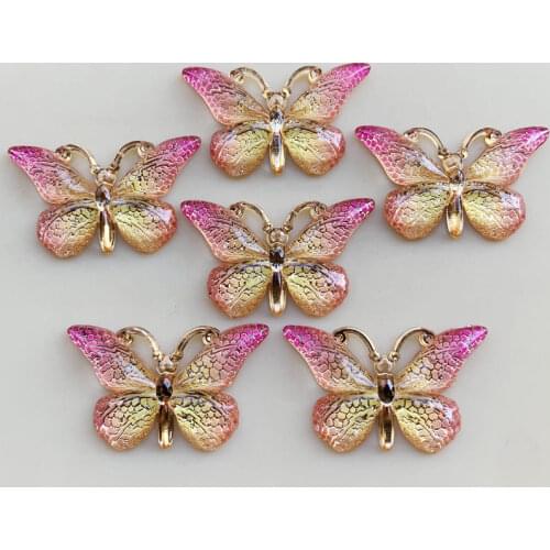 10pcs Butterfly Flower Gems Cabochon Dome Demo Flat Back DIY Halloween Jewelry Accessories 23*38mm -B277